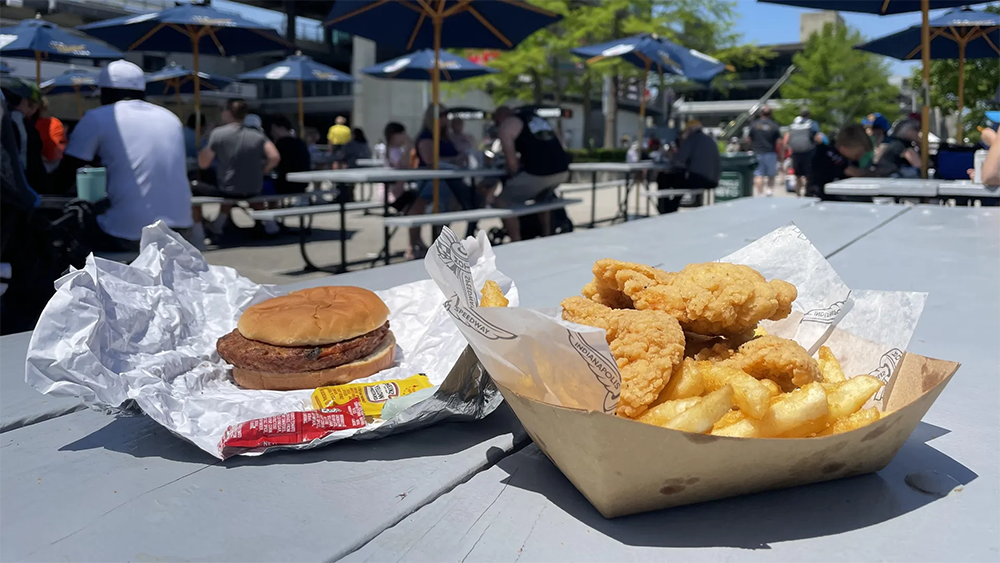 Burger and basket